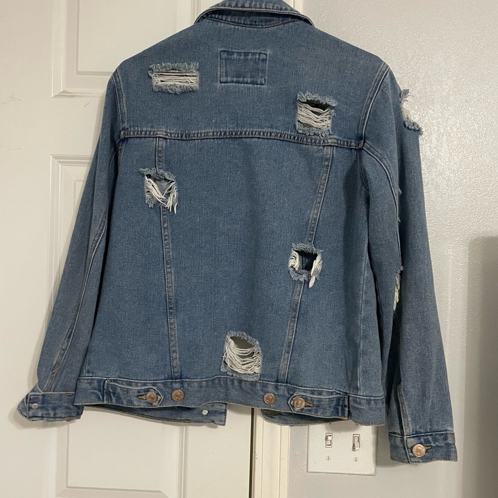 Distressed Blue Denim Jacket Size Small - Picture 2 of 9